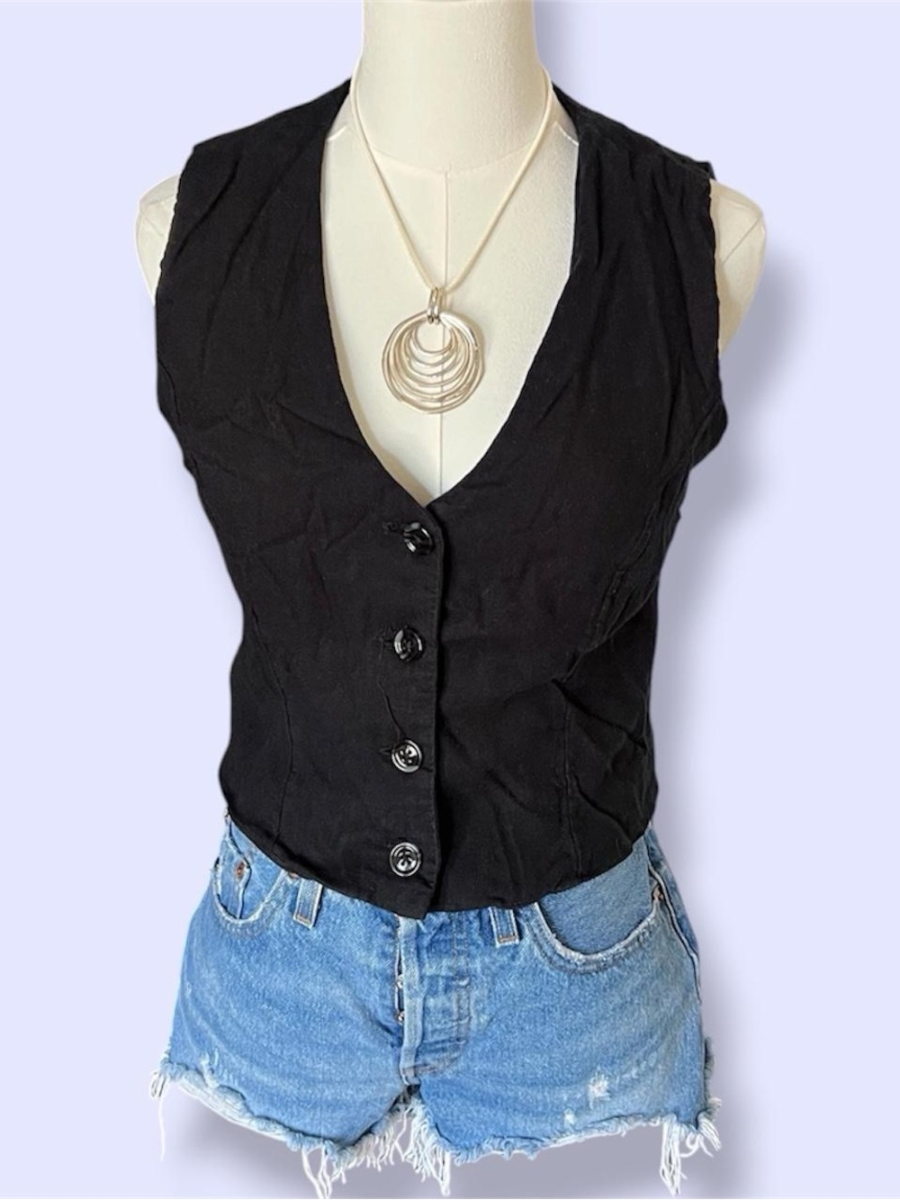 Abercrombie & Fitch Black Linen Blend V-Neck Vest Top 🖤